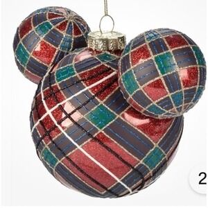 2023‎ Disney Mickey Mouse Icon Glass Ball Sketchbook Ornament Glittery Plaid Lrg